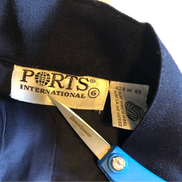 Vintage Ports international navy virgin wool high waisted pencil skirt - Picture 4 of 9